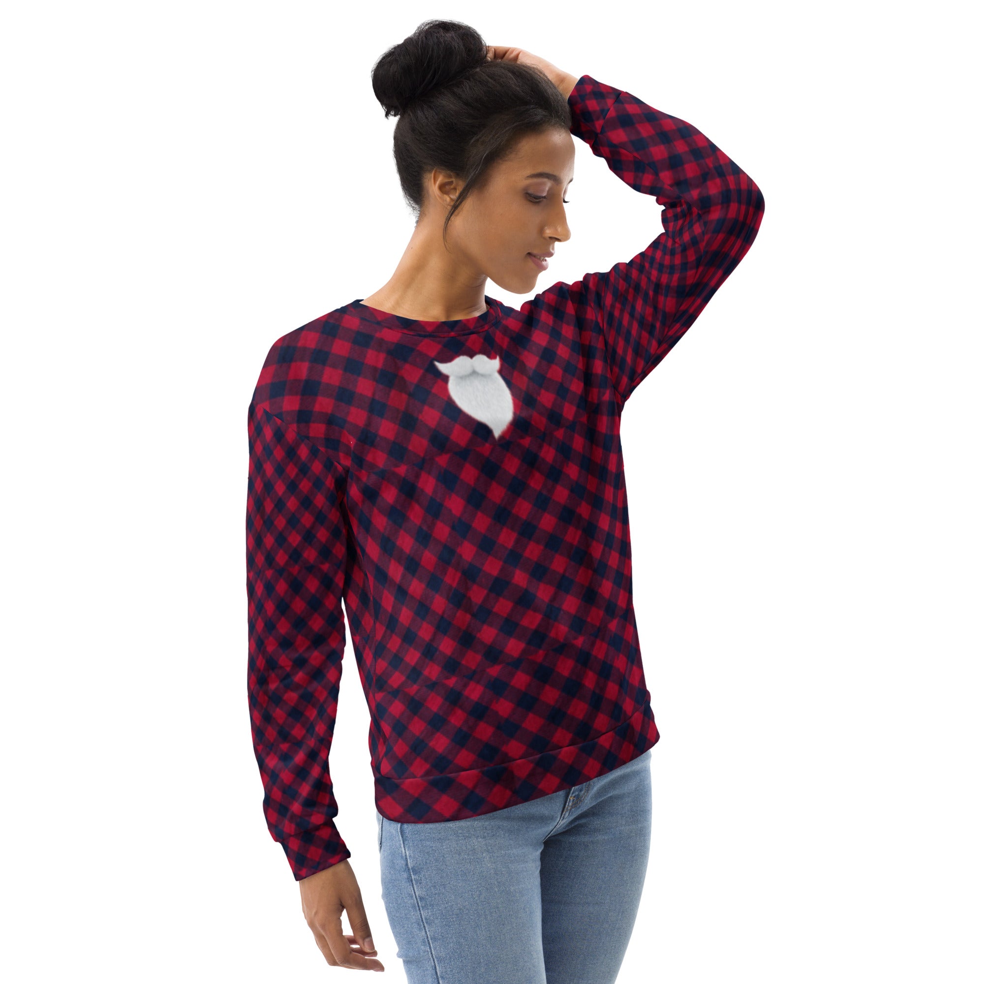 Plaid "Santa" Christmas Shirt. Christmas Sweater Alternative. Unisex Party Sweatshirt or Pullover. WickedYo.